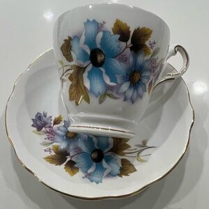 Regency English Bone China Elegant Floral Teacup and Saucer Set